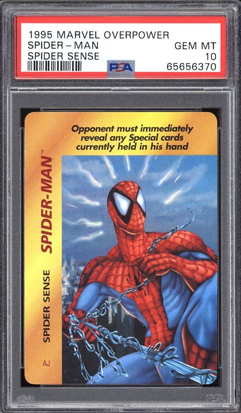 SPIDER-MAN PSA 10 1995 Marvel Overpower Spider-Man Spider Sense Marvel Base Graded Cards - Hobby Gems