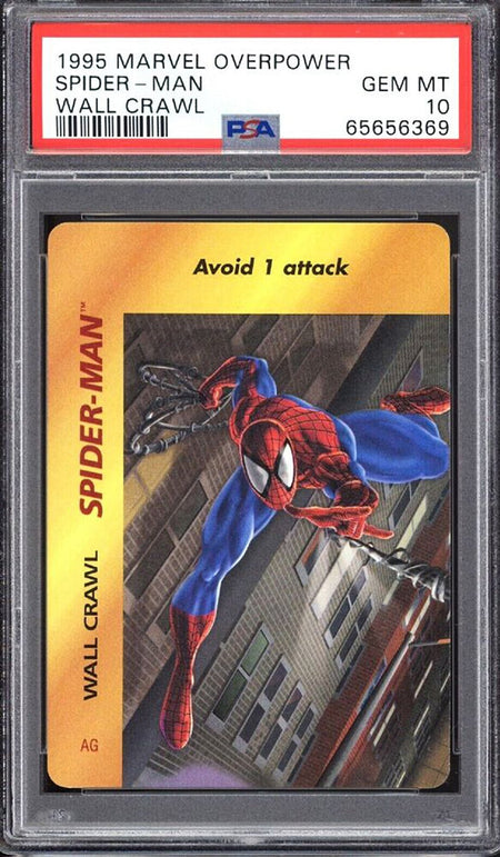 SPIDER-MAN PSA 10 1995 Marvel Overpower Spider-Man Wall Crawl Marvel Base Graded Cards - Hobby Gems