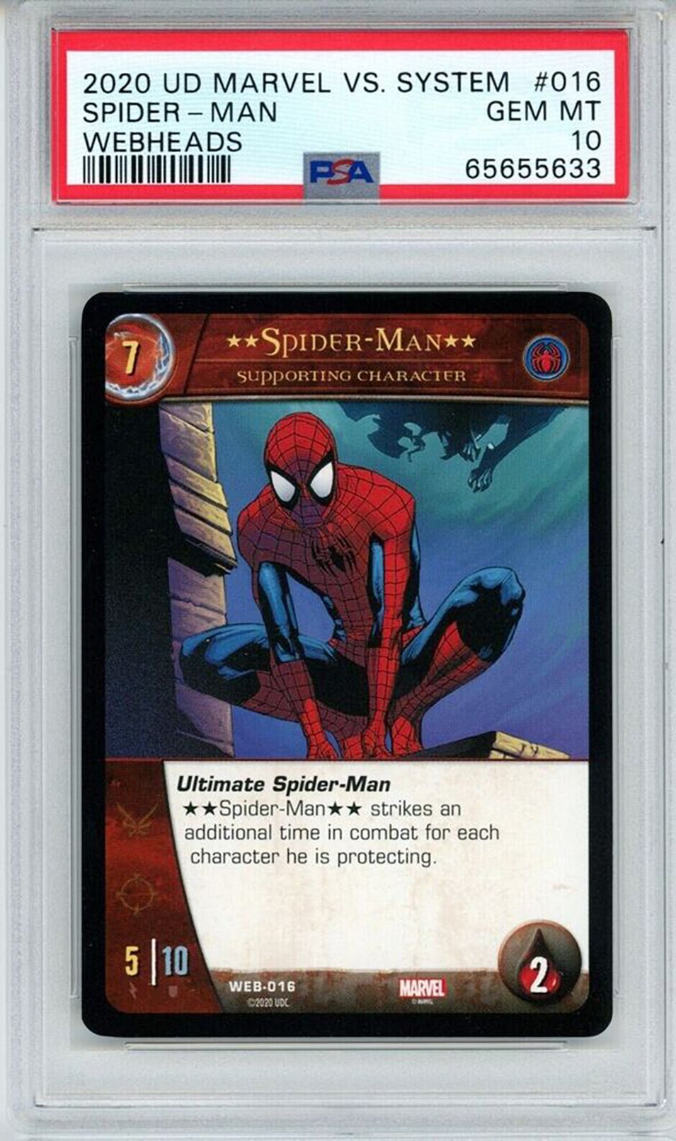 SPIDER-MAN PSA 10 2020 Marvel Upper Deck VS System #Web-016 C1 Marvel Base Graded Cards - Hobby Gems