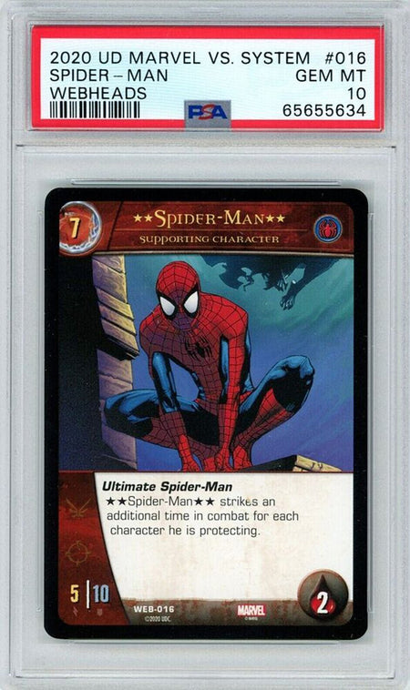 SPIDER-MAN PSA 10 2020 Marvel Upper Deck VS System #Web-016 C2 Marvel Base Graded Cards - Hobby Gems