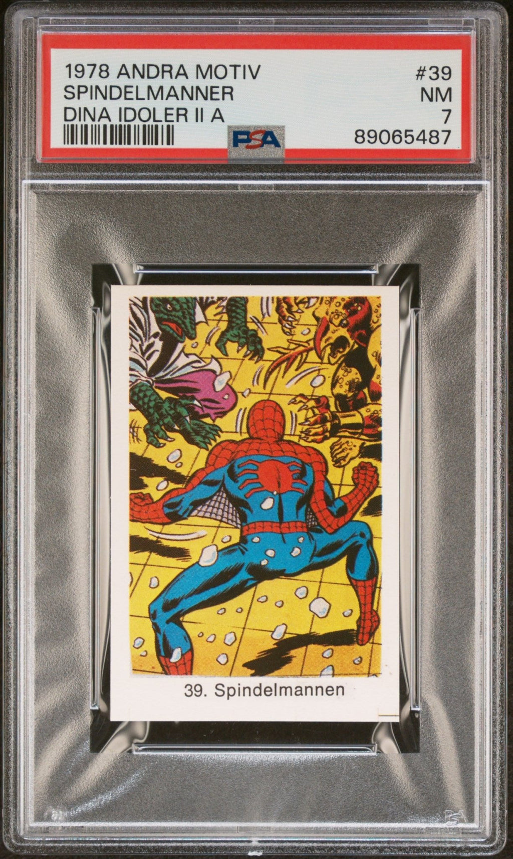 SPIDER - MAN PSA 7 1978 Andra Motiv Dina Idoler II A Spindelmannen Marvel #39 Marvel Base Graded Cards - Hobby Gems