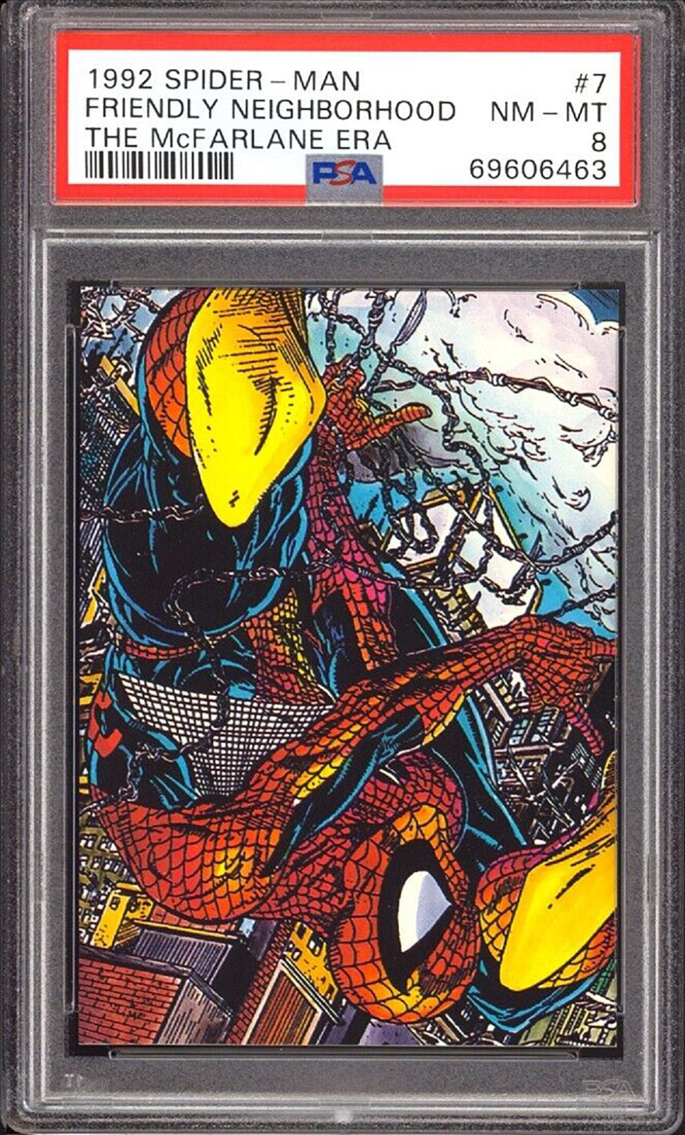 SPIDER-MAN PSA 8 1992 Spider-Man the McFarlane Era Friendly Neighborhood #7 Marvel Base Graded Cards - Hobby Gems