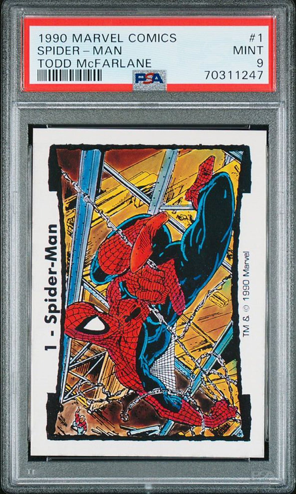 SPIDER-MAN PSA 9 1990 Marvel Comic Images Todd McFarlane #1 Marvel Base Graded Cards - Hobby Gems