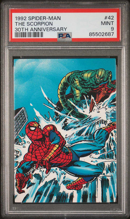 SPIDER - MAN THE SCORPION PSA 9 1992 Marvel Spider - Man 30th Anniversary #42 Marvel Base Graded Cards - Hobby Gems