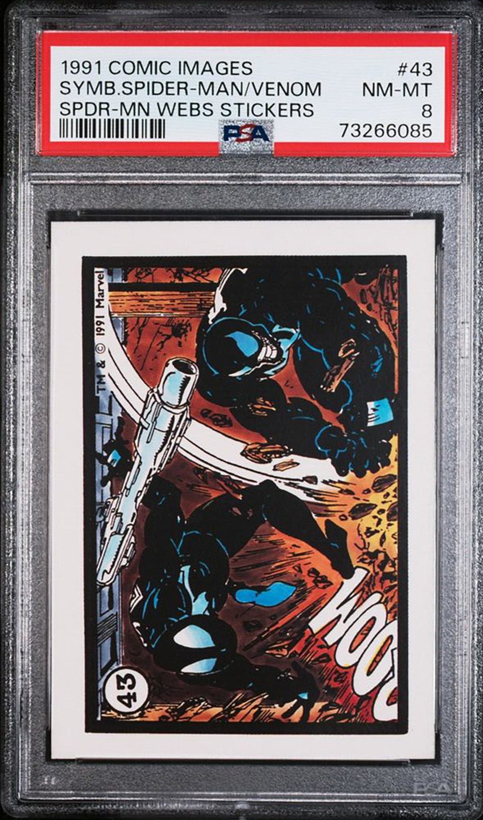 SPIDER-MAN VENOM PSA 8 1991 Comic Images Marvel Webs Stickers #43 Marvel Graded Cards Sticker - Hobby Gems