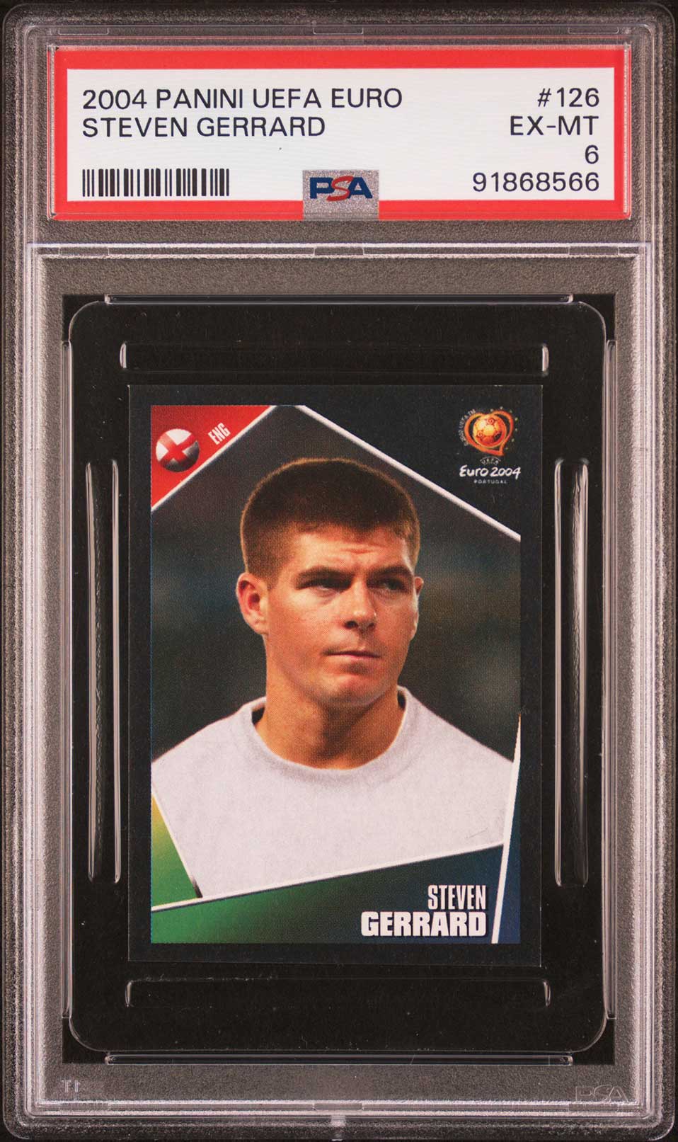 STEVEN GERRARD PSA 6 2004 Panini UEFA Euro Sticker #126 Soccer Graded Cards Sticker - Hobby Gems