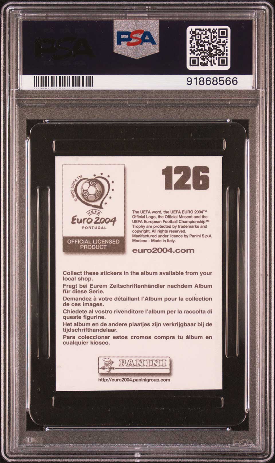 STEVEN GERRARD PSA 6 2004 Panini UEFA Euro Sticker #126 Soccer Graded Cards Sticker - Hobby Gems