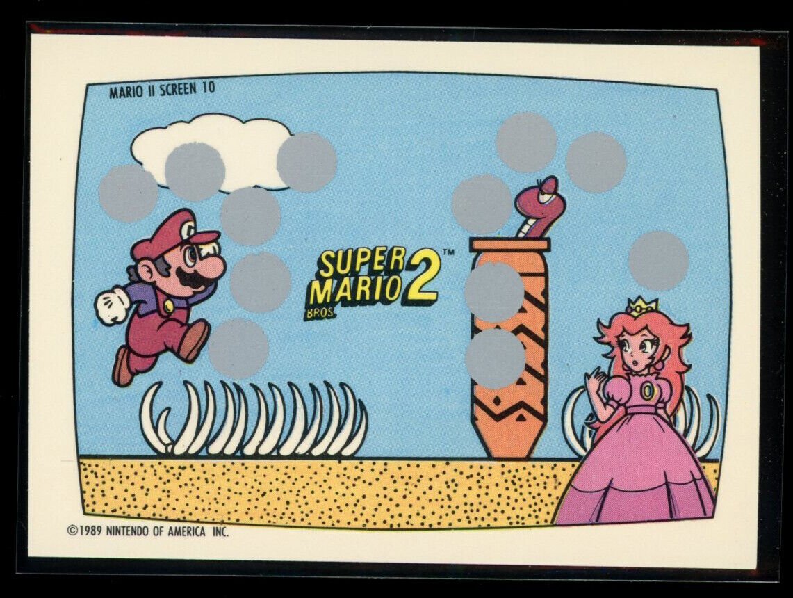 SUPER MARIO BROS 2 1989 Topps Nintendo Scratch-Off Screen 10 NM C1 Nintendo Base Scratch Off - Hobby Gems