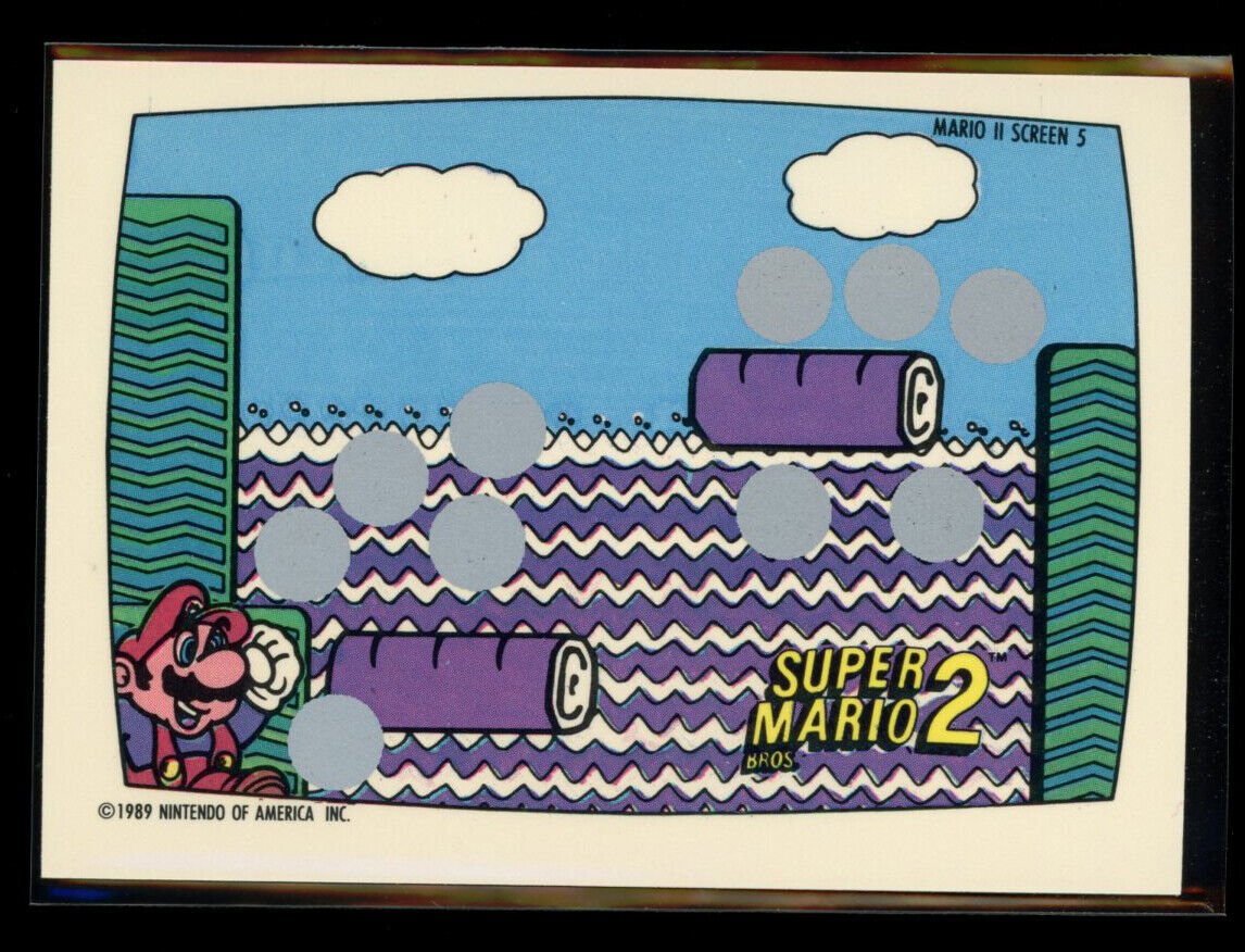 SUPER MARIO BROS 2 1989 Topps Nintendo Scratch-Off Screen 5 NM C1 Nintendo Base Scratch Off - Hobby Gems