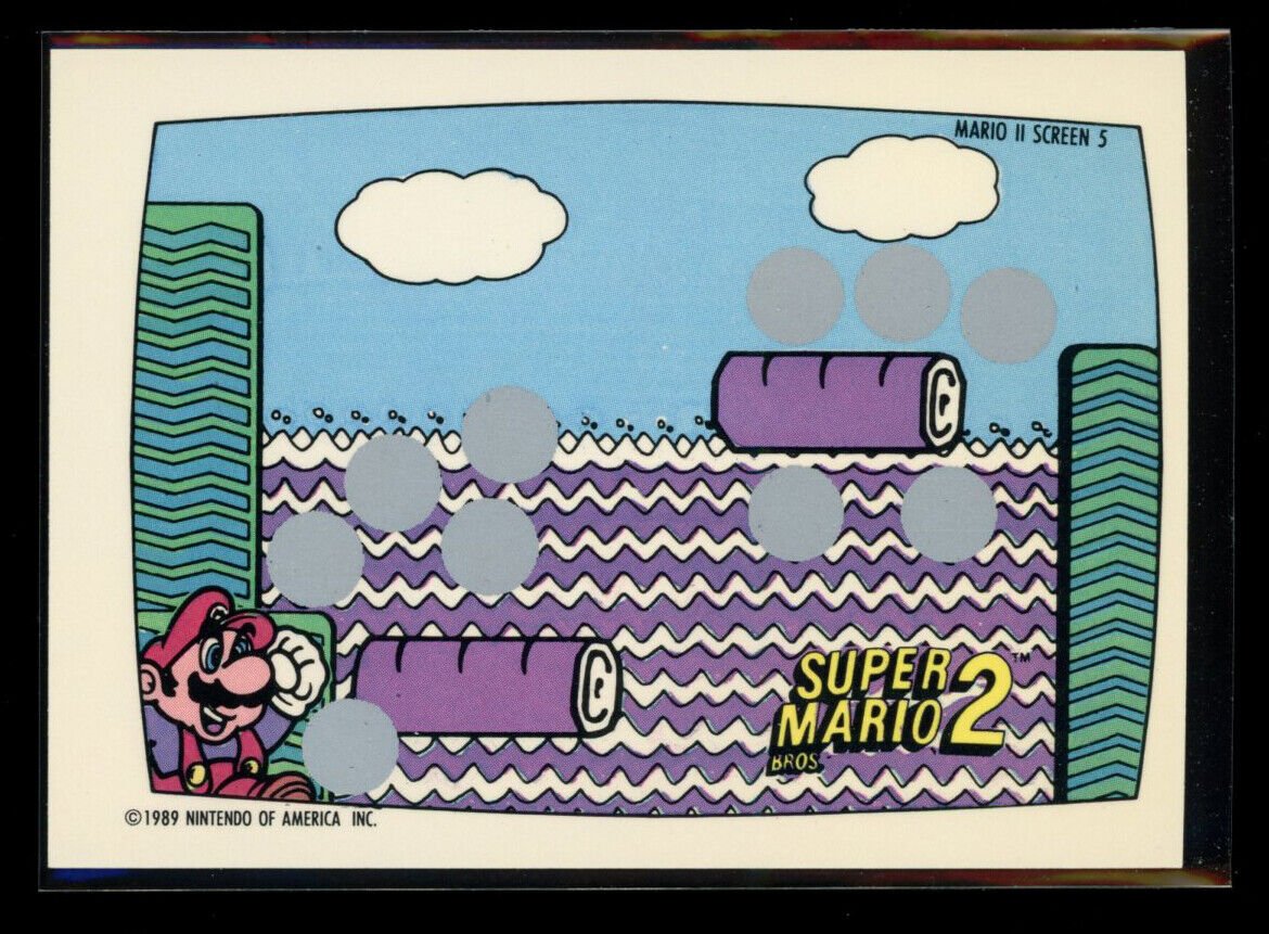 SUPER MARIO BROS 2 1989 Topps Nintendo Scratch-Off Screen 5 NM C5 Nintendo Base Scratch Off - Hobby Gems