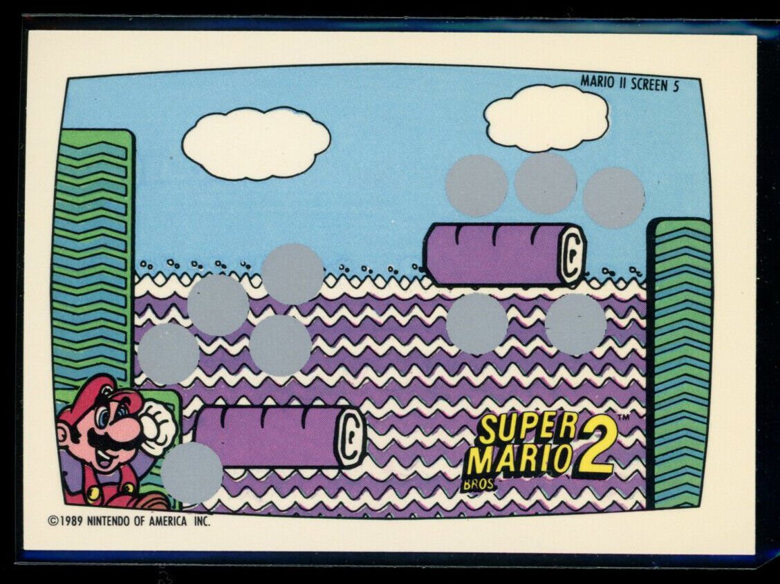SUPER MARIO BROS 2 1989 Topps Nintendo Scratch-Off Screen 5 NM C9 Nintendo Base Scratch Off - Hobby Gems