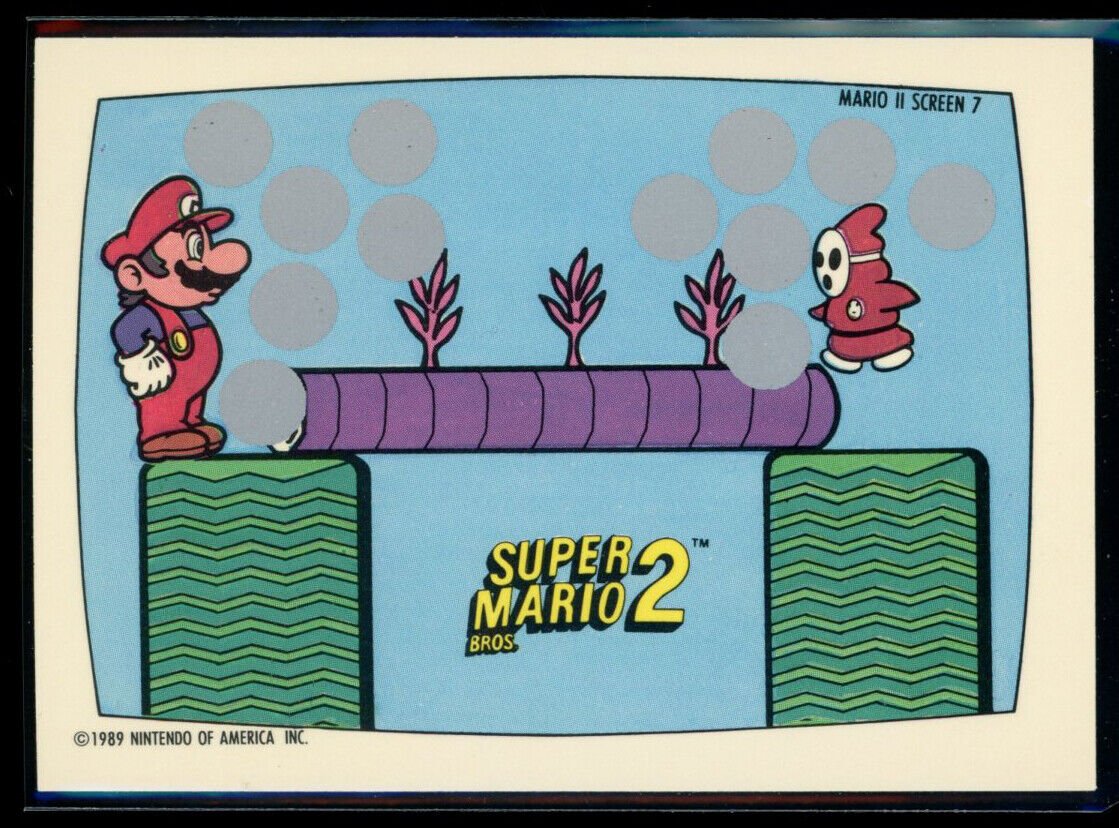 SUPER MARIO BROS 2 1989 Topps Nintendo Scratch-Off Screen 7 NM C4 Nintendo Base Scratch Off - Hobby Gems