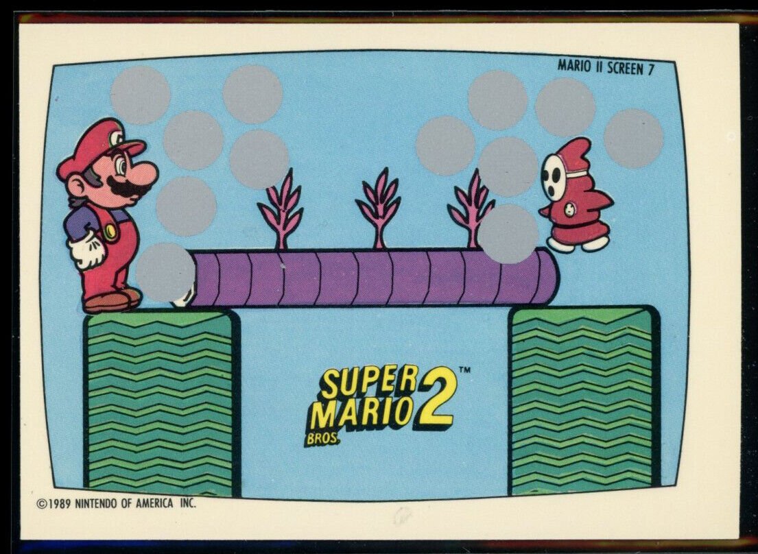 SUPER MARIO BROS 2 1989 Topps Nintendo Scratch-Off Screen 7 NM C5 Nintendo Base Scratch Off - Hobby Gems
