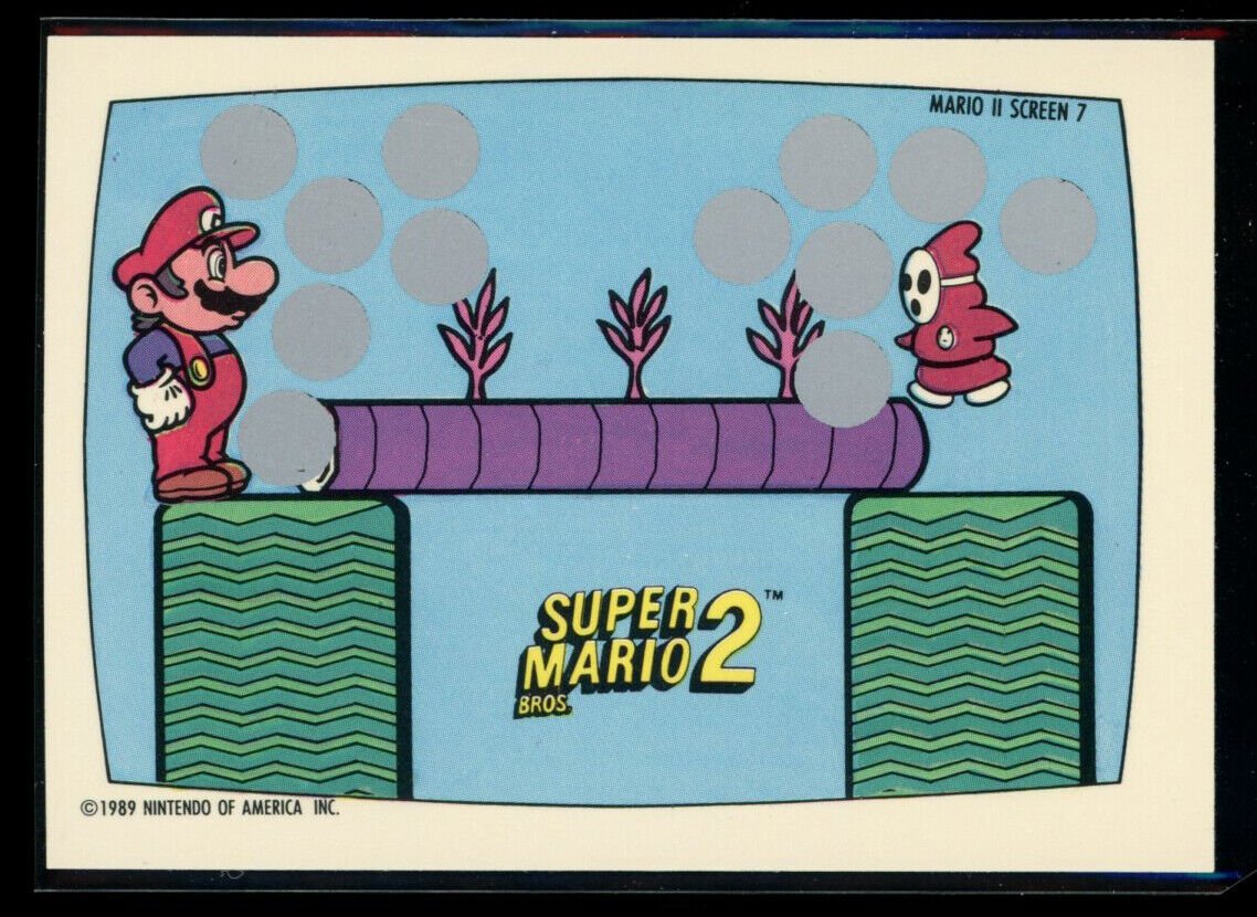 SUPER MARIO BROS 2 1989 Topps Nintendo Scratch-Off Screen 7 NM C6 Nintendo Base Scratch Off - Hobby Gems