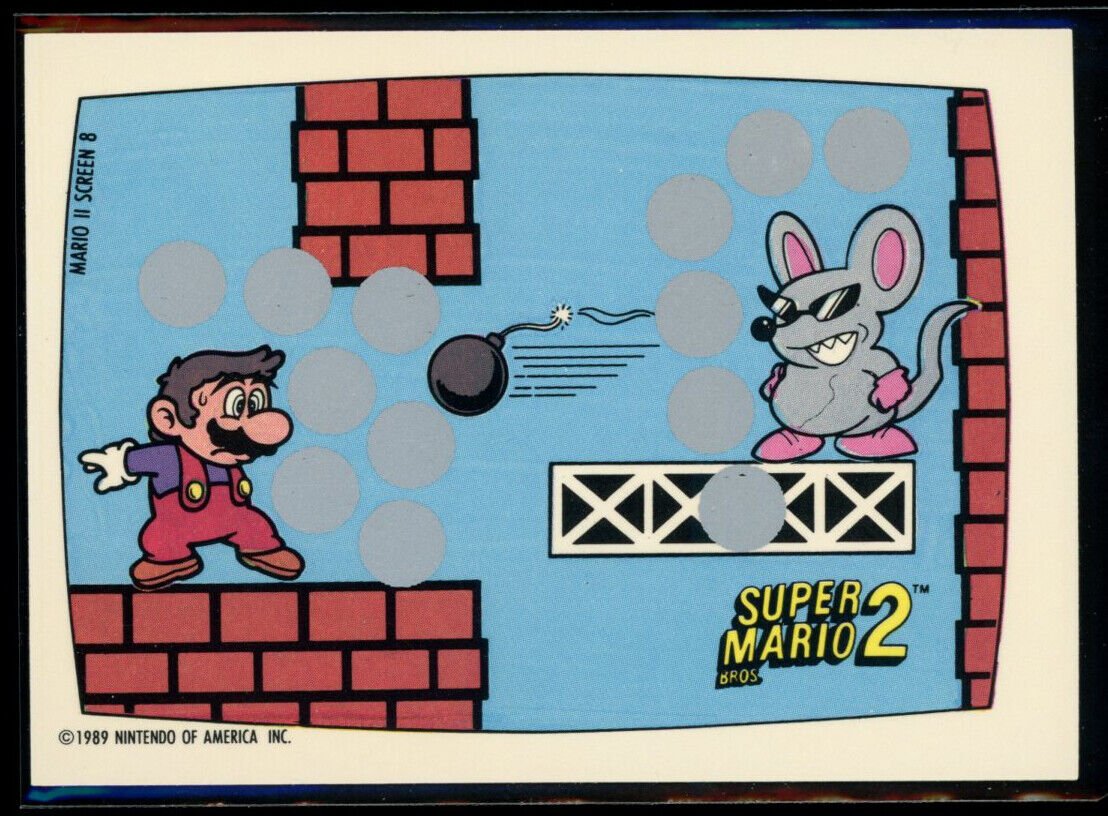 SUPER MARIO BROS 2 1989 Topps Nintendo Scratch-Off Screen 8 NM C3 Nintendo Base Scratch Off - Hobby Gems