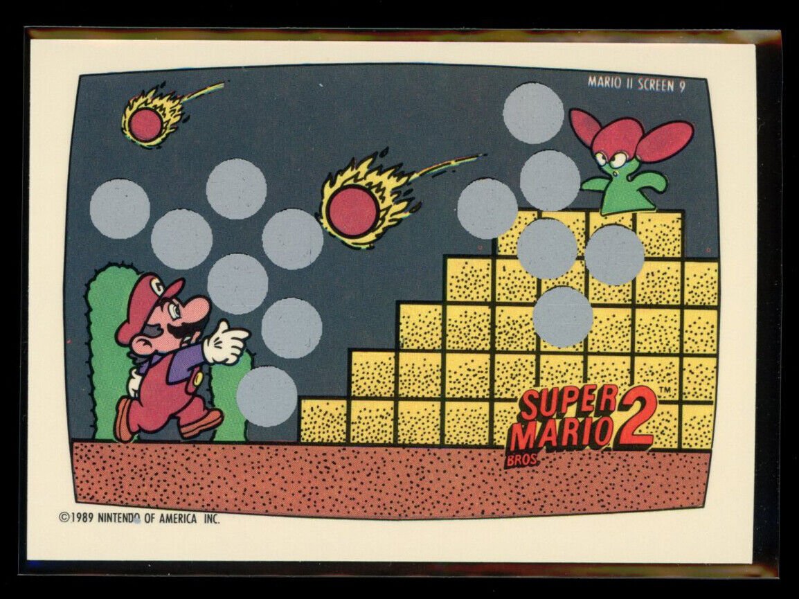 SUPER MARIO BROS 2 1989 Topps Nintendo Scratch-Off Screen 9 NM C1 Nintendo Base Scratch Off - Hobby Gems