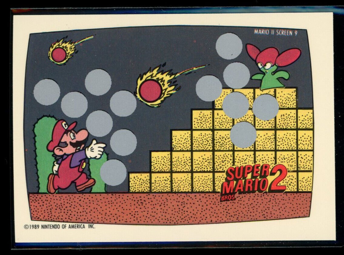 SUPER MARIO BROS 2 1989 Topps Nintendo Scratch-Off Screen 9 NM C3 Nintendo Base Scratch Off - Hobby Gems