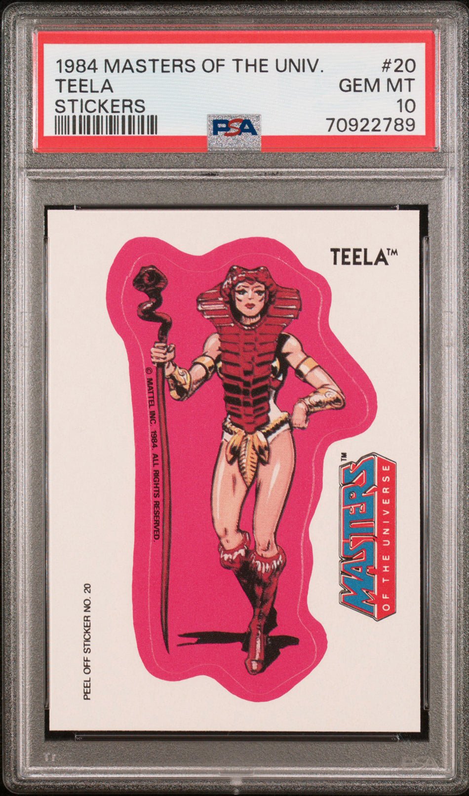 TEELA PSA 10 1984 Masters of the Universe Sticker #20 C3 Masters of the Universe Base Graded Cards - Hobby Gems