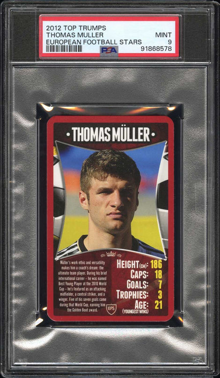 THOMAS MULLER PSA 9 2011 Top Trumps European Football Stars Soccer Base Graded Cards - Hobby Gems