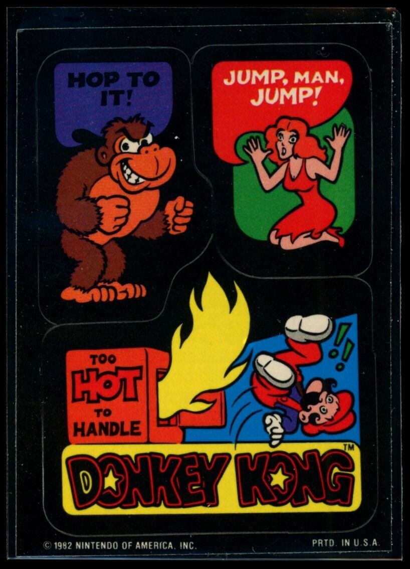 TOO HOT TO HANDLE Mario Princess Peach 1982 Topps Donkey Kong Sticker NM C2 Nintendo Sticker - Hobby Gems