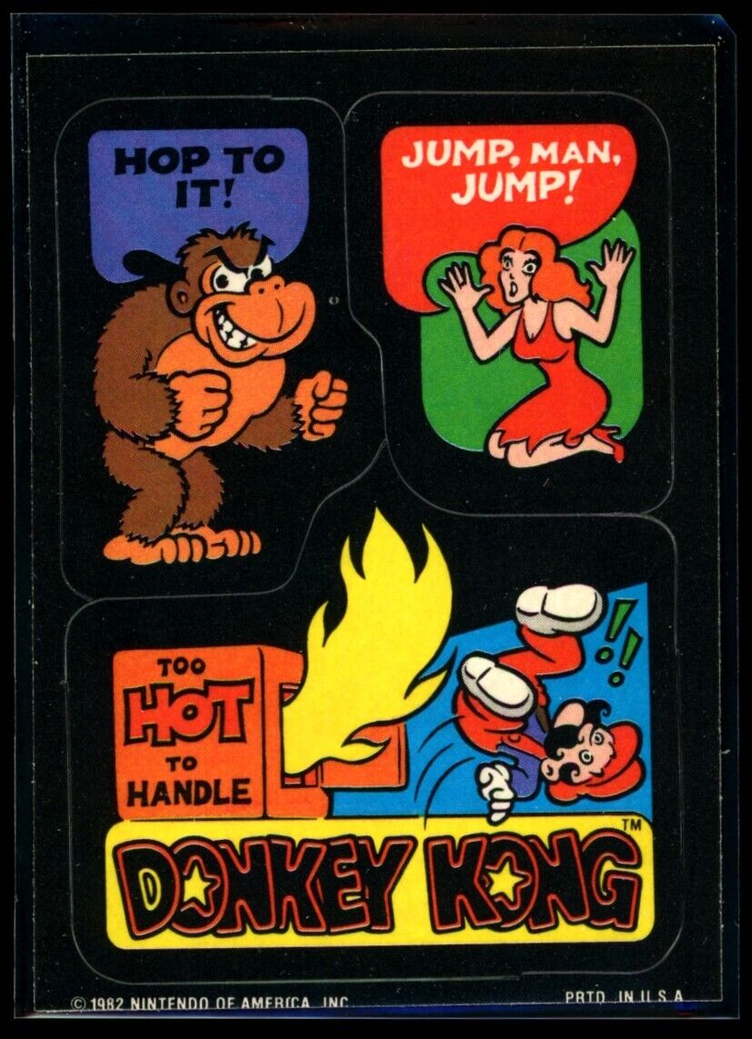 TOO HOT TO HANDLE Mario Princess Peach 1982 Topps Donkey Kong Sticker NM C3 Nintendo Sticker - Hobby Gems