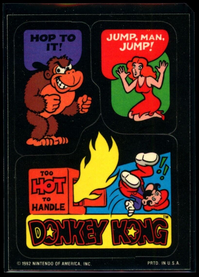TOO HOT TO HANDLE Mario Princess Peach 1982 Topps Donkey Kong Sticker NM C4 Nintendo Sticker - Hobby Gems