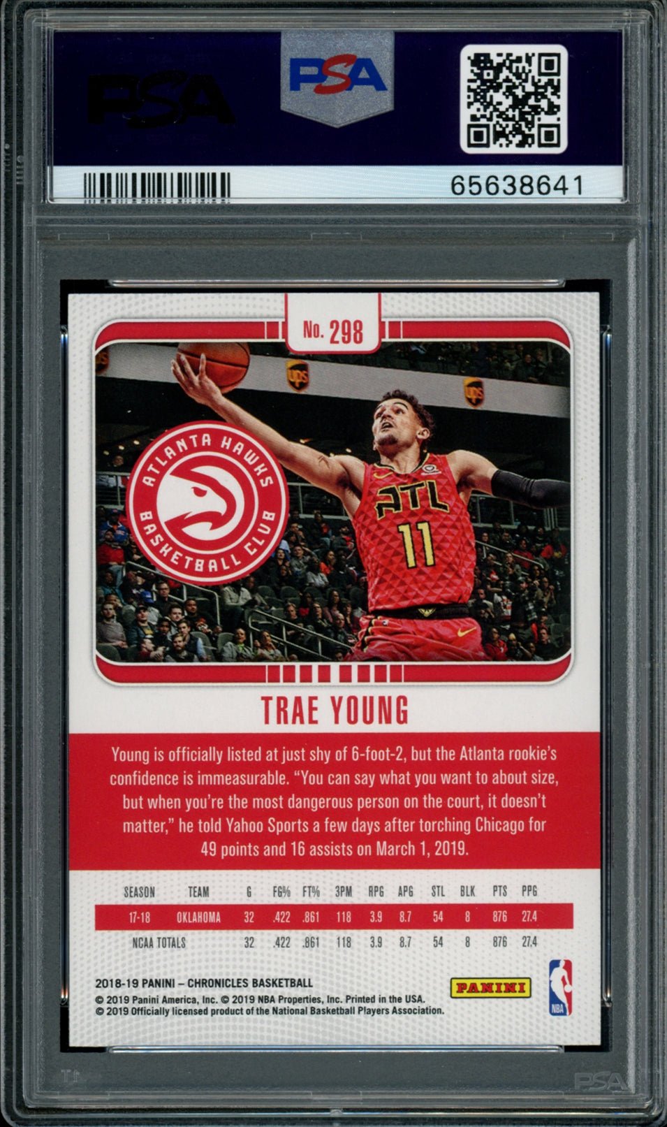 TRAE YOUNG PSA 10 2018-19 Panini Chronicles RC Studio #298 Basketball Base Graded Cards RC - Hobby Gems