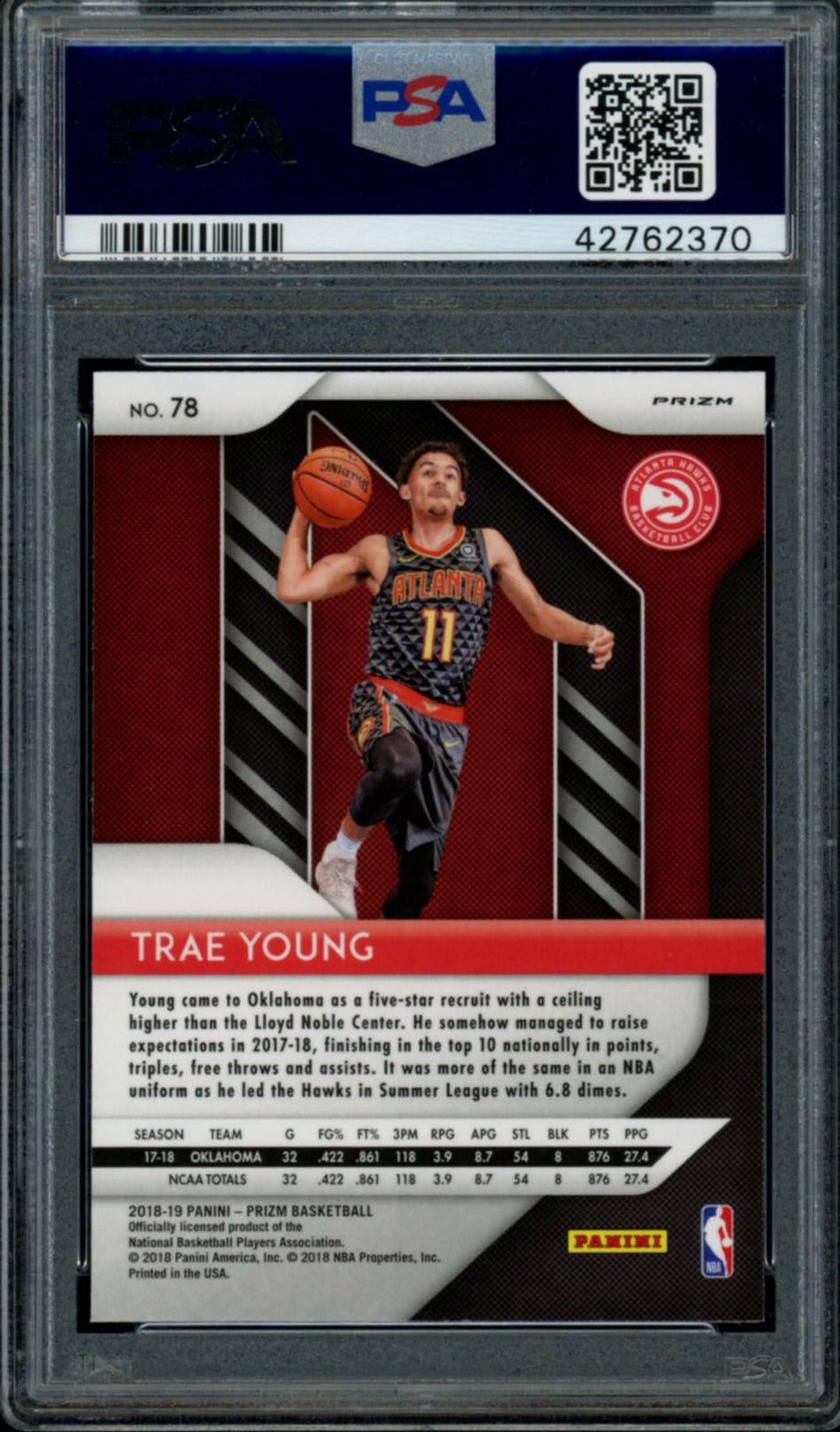 TRAE YOUNG PSA 10 2018-19 Panini Prizm RC Red White Blue Prizm #78 Basketball Graded Cards Parallel RC - Hobby Gems