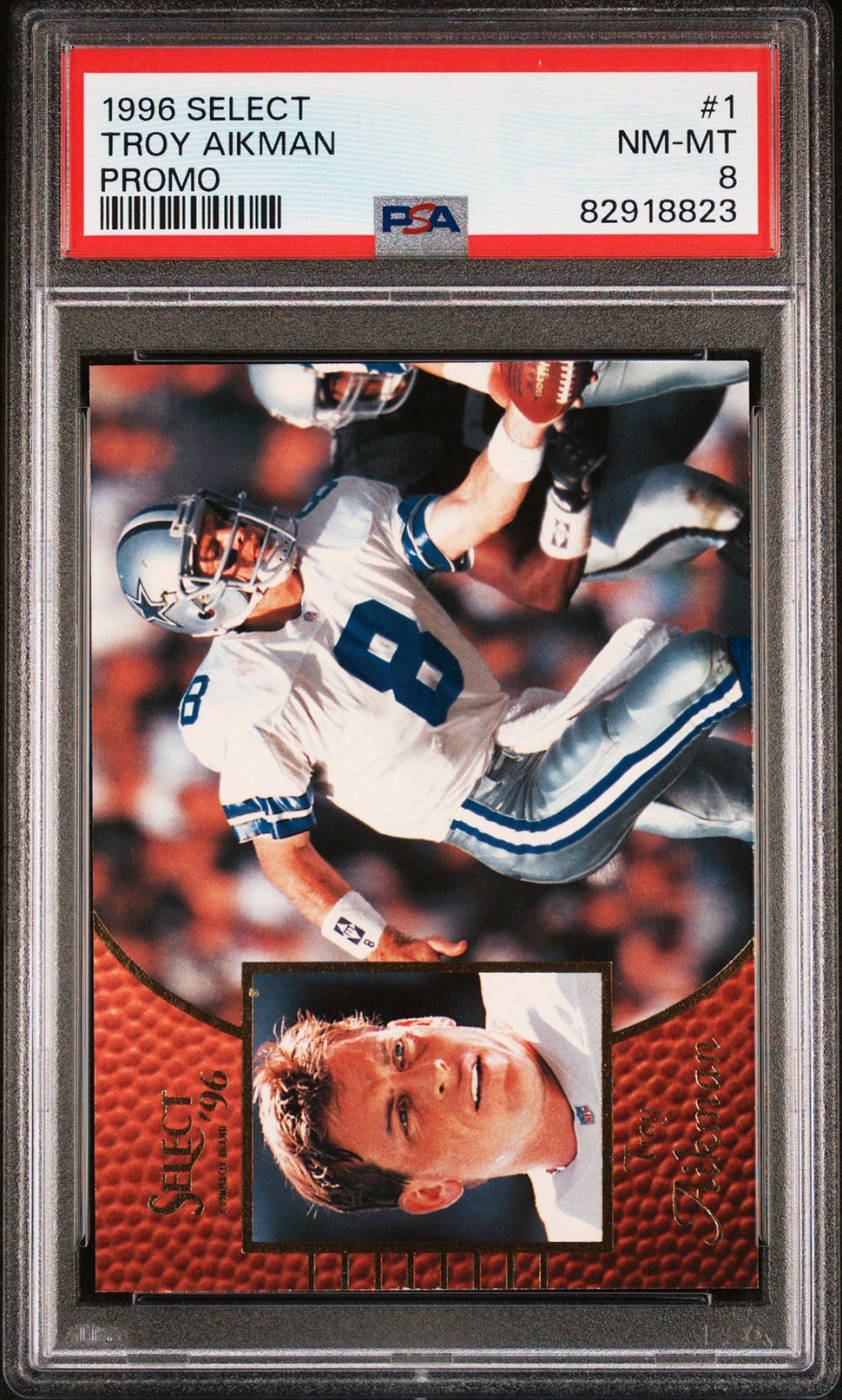 TROY AIKMAN PSA 8 1996 Select Promo #1 Football Base Graded Cards - Hobby Gems