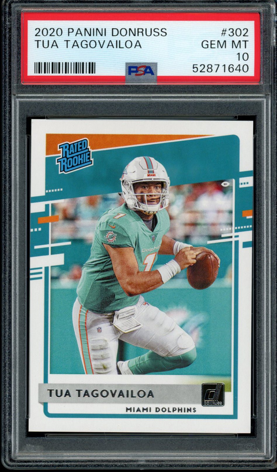 TUA TAGOVAILOA PSA 10 2020 Panini Donruss RC Rated Rookie #302 C3 Football Base Graded Cards RC - Hobby Gems