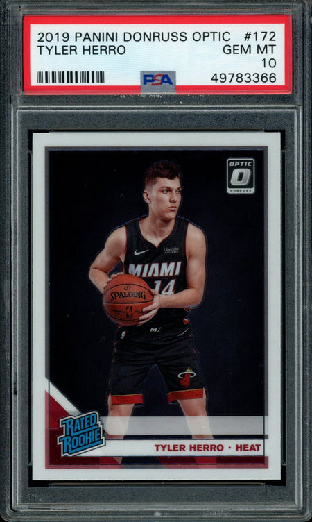 TYLER HERRO PSA 10 2019-20 Panini Donruss Optic RC #172 Basketball Base Graded Cards RC - Hobby Gems