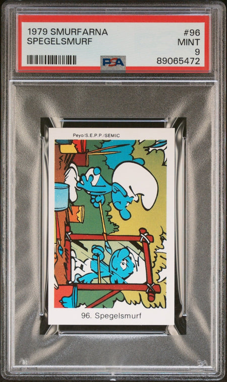 VANITY SMURF 1979 Andra Motiv Smurfarna Spegelsmurf #96 Pop Culture Base Graded Cards - Hobby Gems