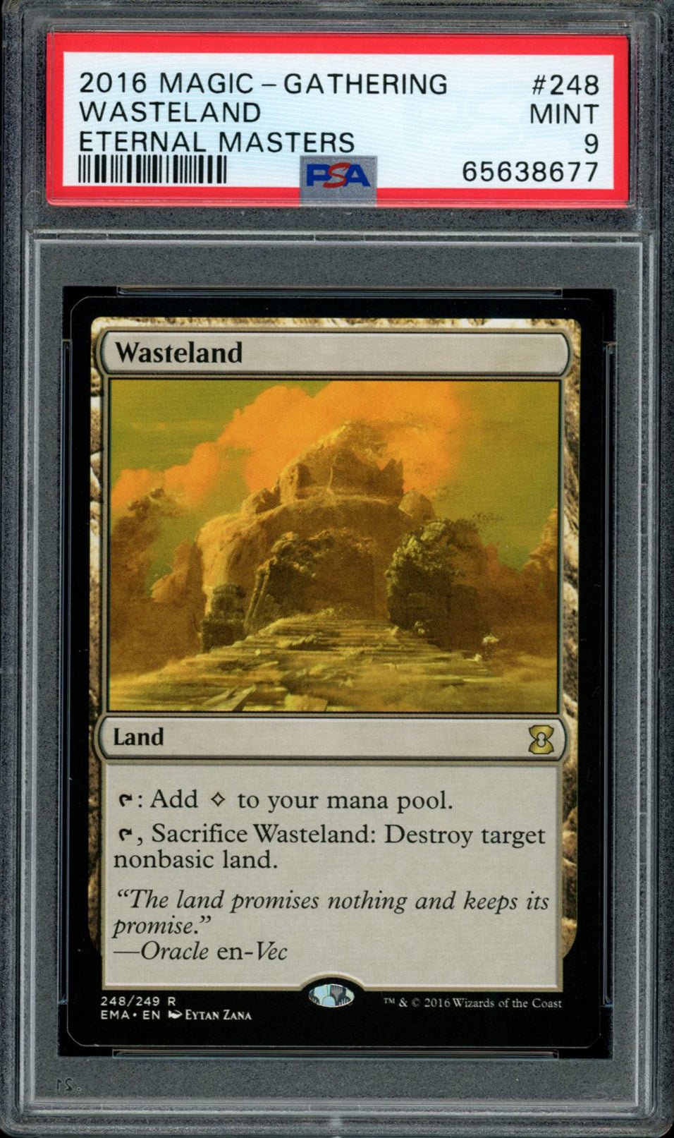 WASTELAND PSA 9 2016 Eternal Masters Magic the Gathering Rare 248 C2 Magic the Gathering Base Graded Cards - Hobby Gems