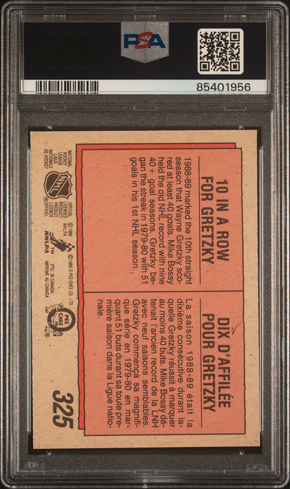 WAYNE GRETZKY PSA 8 MK 1989-90 O-Pee Chee #325 Hockey Base Graded Cards - Hobby Gems