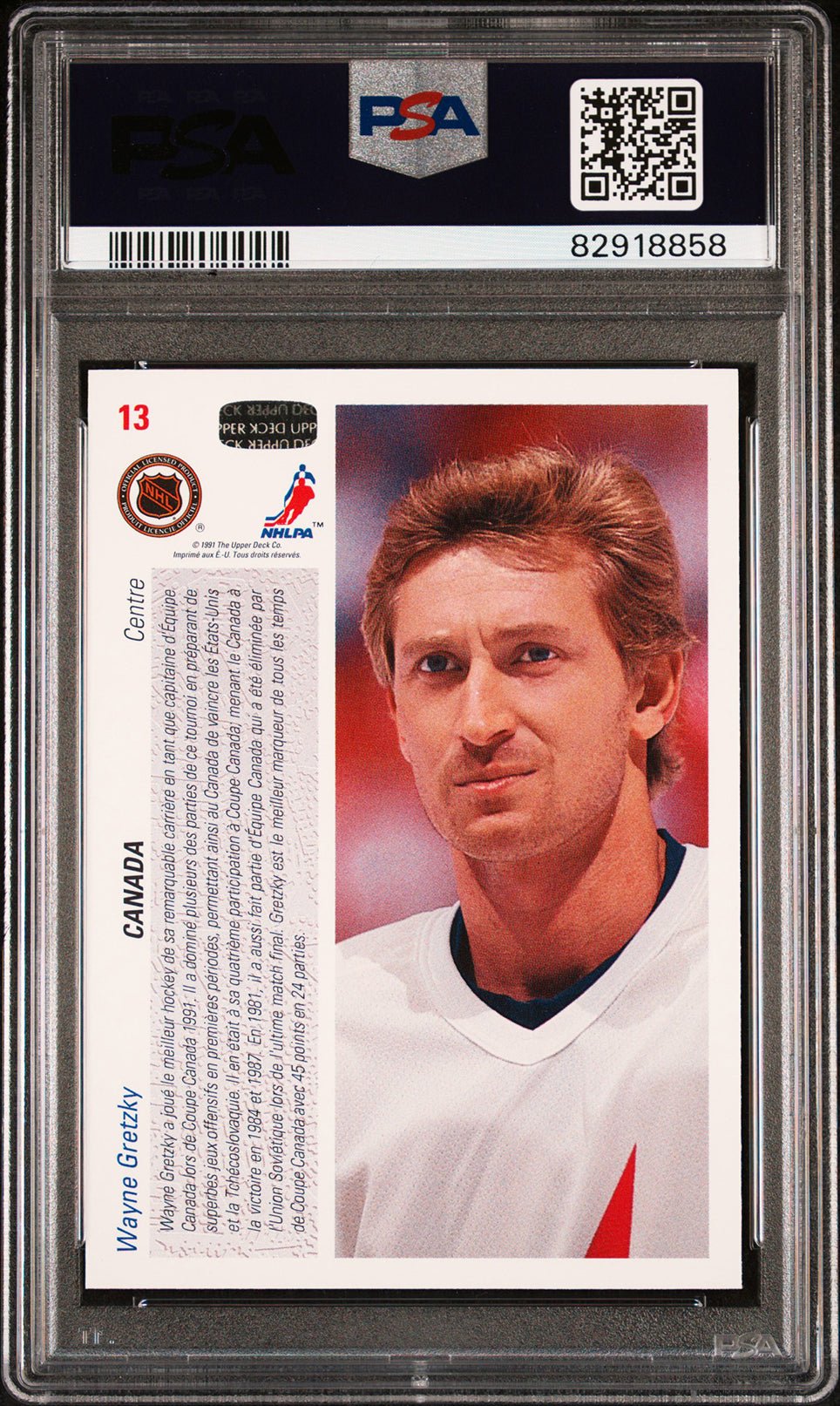 WAYNE GRETZKY PSA 9 1991-92 Upper Deck French #13 Hockey Base Graded Cards - Hobby Gems