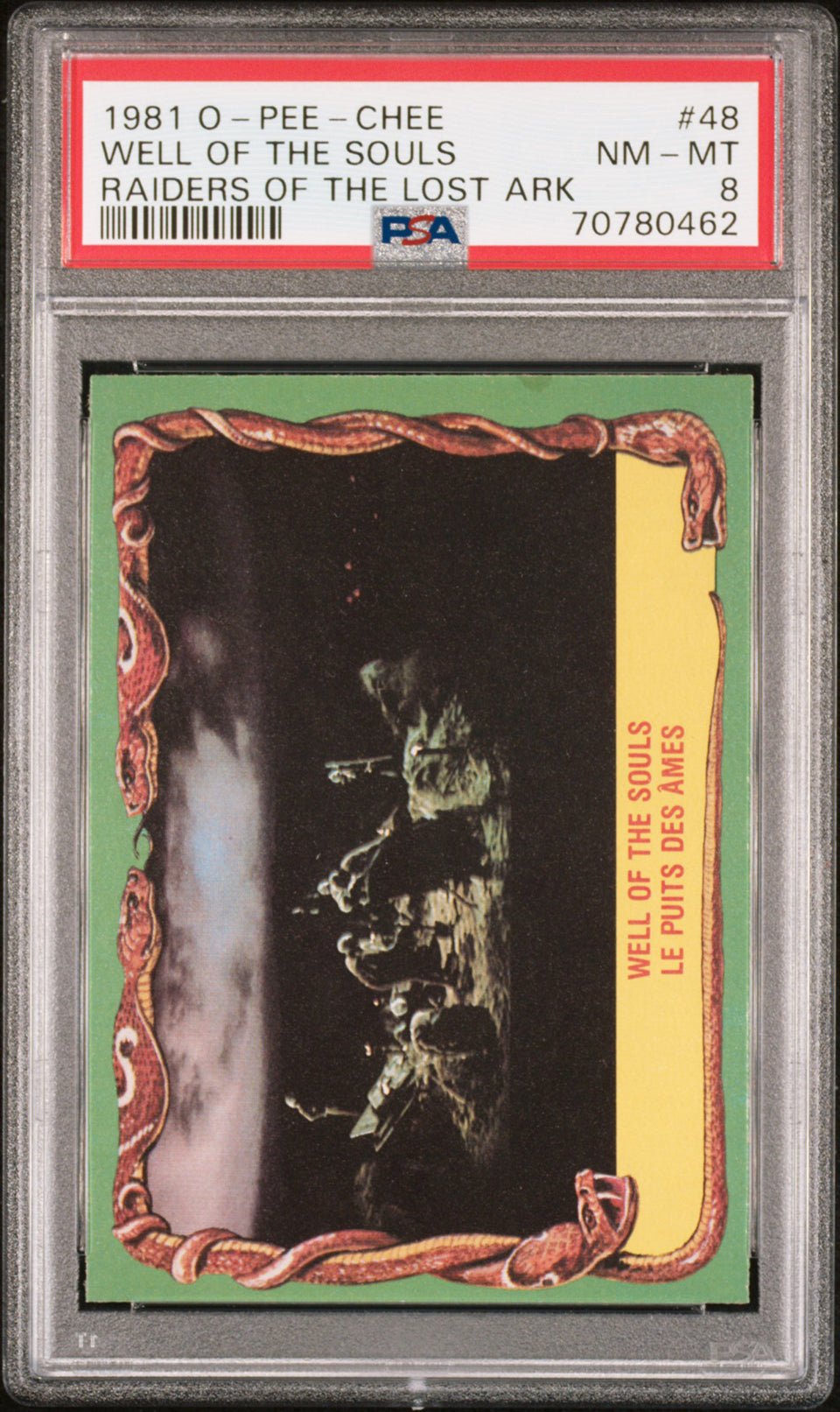 WELLS OF THE SOULS PSA 8 1981 O-Pee-Chee Raiders of the Lost Ark #48 Indiana Jones Base Graded Cards - Hobby Gems