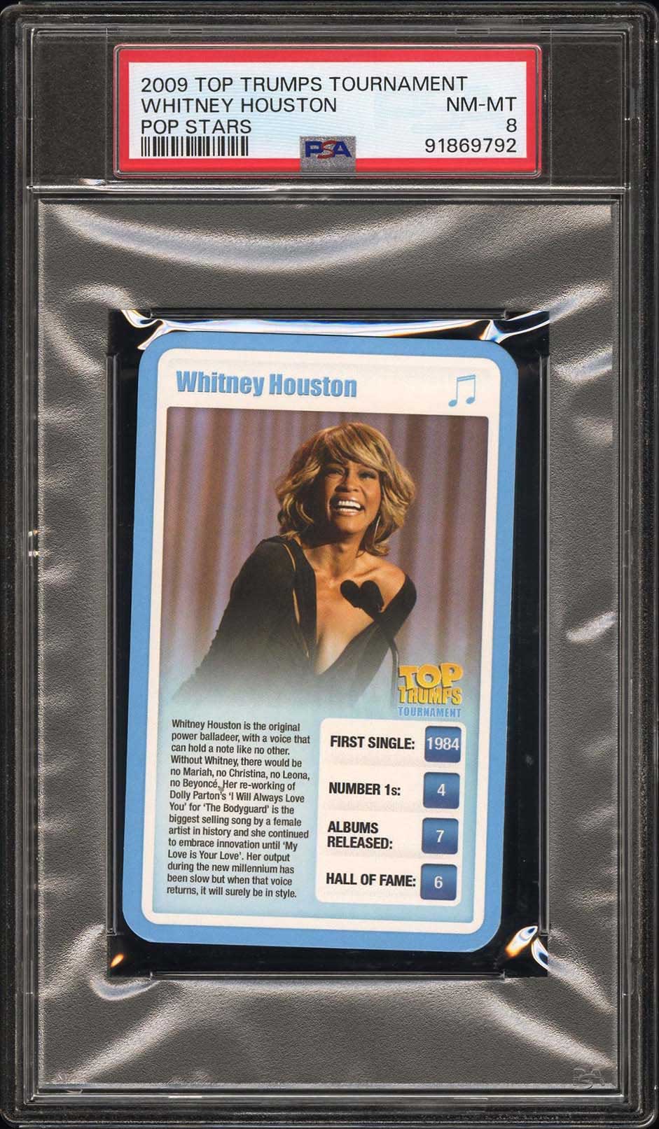 WHITNEY HOUSTON PSA 8 2009 Top Trumps Tournament Pop Stars Pop Culture Base Graded Cards - Hobby Gems