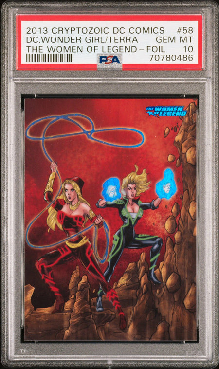 WONDER GIRL & TERRA PSA 10 2013 DC Comics The Women of Legend Foil #58 DC Comics Graded Cards Parallel - Hobby Gems